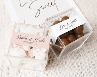 Custom Wedding Favors - DIY Candy Box Favors - Love Is Sweet Favor Idea - Bridal Shower Favor - Candy Favor For Guests -Set of 12| (EB3102P)