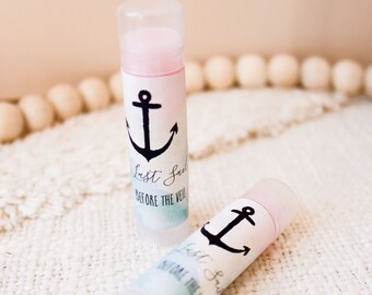 Custom Lip Balm Favors - Nautical Wedding Favor - Tropical Lip Balm Favors - Love Is The Balm Favor - Thank you Favor (EB3031TPB) Set Of 16|