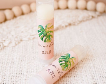 Tropical Lip Balms - Summer Wedding Favors - Beach Destination Wedding Favor - Lip Balm Party Favors w Custom Labels (EB3031TPB) Set Of 16|