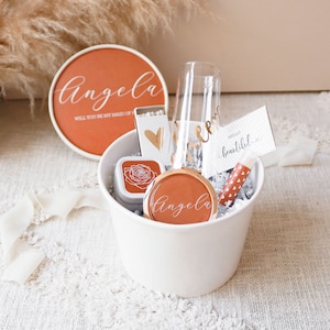 Fall Bridesmaid Gift - Burnt Orange Gift Set - Custom Bridesmaid Proposal Gift Set - Will you be my - Maid Of Honor Proposal Gift (EB3250AD)
