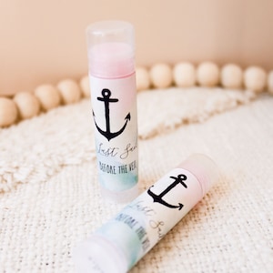 Custom Lip Balm Favors Nautical Wedding Favor Tropical Lip Balm Favors Love Is The Balm Favor Thank you Favor EB3031TPB Set Of 16 image 1