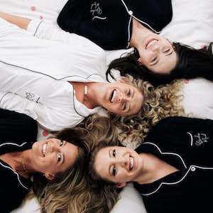 Bachelorette Pajamas - Matching Bridesmaid Sleep Shirts - Bridal Party Pjs - Slumber Party Button-Up Shirts -  Custom Sleep Shirt (EB3314WD)