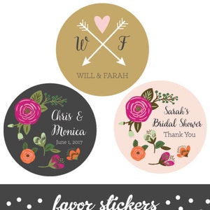Wedding Favor Labels DIY Wedding Favor Stickers Floral Stickers for Wedding Bridal Shower Invitations Seals (EB4007MP-MP) 24| STICKERS