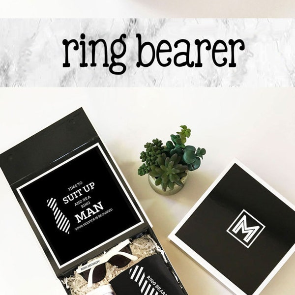 Ring Bearer Gift Box Ring Bearer Proposal Ring Bearer Box Will you be my Ring Bearer Ring Security Ring Man Ideas(EB3193BPW) EMPTY inside