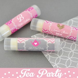 Tea Party Favors - Tea Party Bridal Shower Girls Tea Party Decor Tea Party Baby Shower Birthday Party Lip Balm Favors (EB3031T) set of 16|