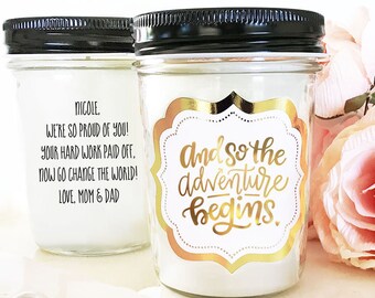 Adventure Awaits Graduation Gift Ideas Travel Gift Ideas College Graduation Gift for Her And So the Adventure Begins (EB3251FG) Grad CANDLE