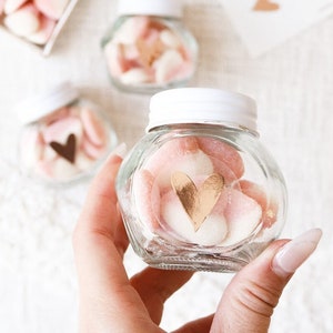 DIY Candy Jar Favors - Mini Glass Candy Jar with Lid - Candy Table Favor -  Favor Idea for Birthday Party - Heart Jar (EB2025HRT) - SET OF 6