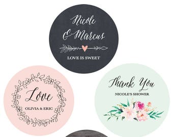 Wedding Favor Stickers Wedding Labels Personalized Stickers Wedding Custom Labels for Wedding Favor Labels (EB4007GDN-MP) - 24| STICKERS