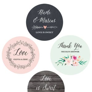 Personalized Stickers Wedding Favor Tags for Favors Custom Labels Wedding Wedding Favor Label Stickers EB4007GDN-MP 24 stickers image 1