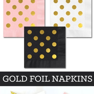 Gold Foil Napkins Polka Dot Napkins Gold Paper Napkins Bridal Shower Napkins Birthday Napkins EB3099DOT set of 25 napkins image 10