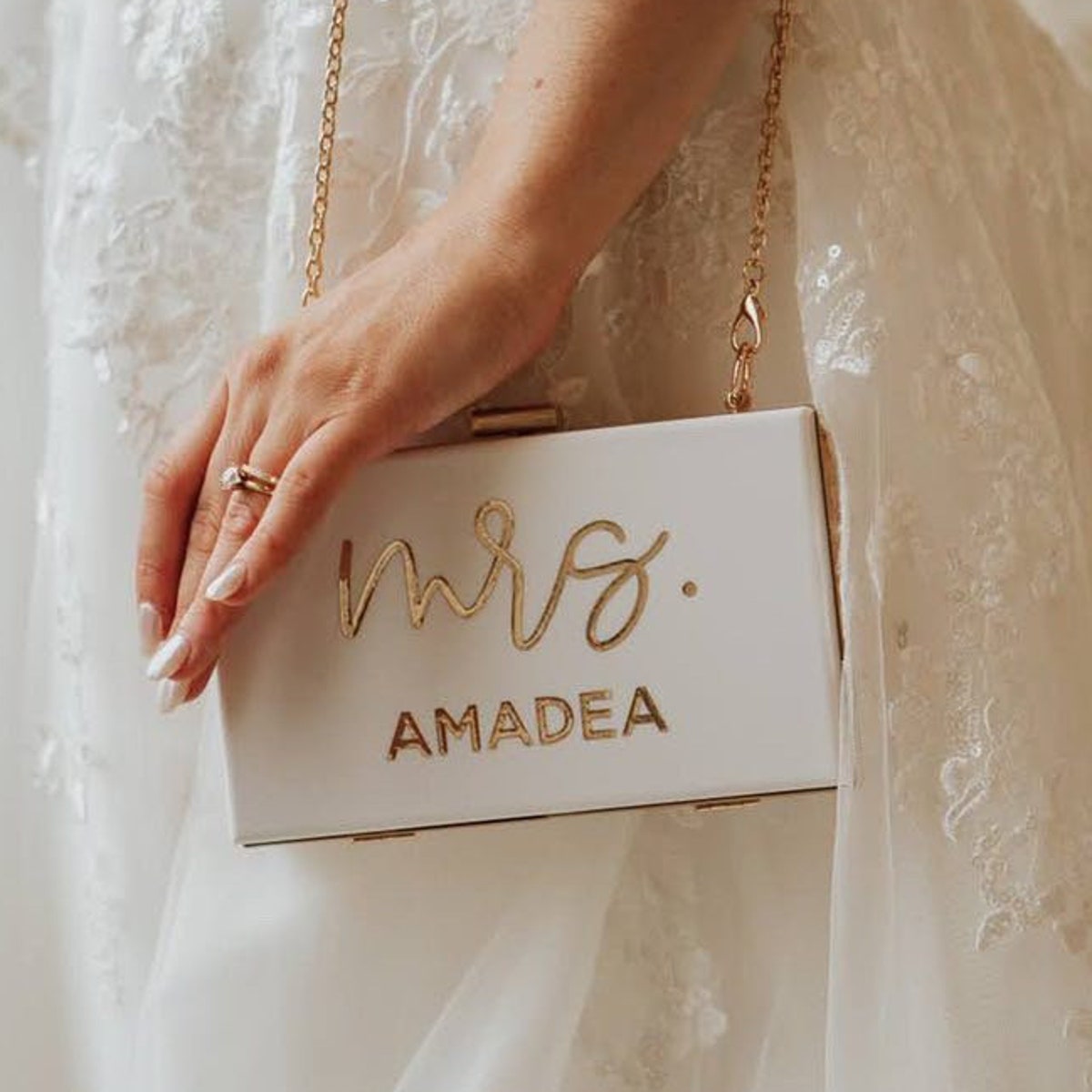 Wedding Day Purse Custom Mrs Clutch Bride Crossbody Acrylic Clutch Purse New Last Name Accessory White Bride Purse EB3338MRS - Etsy