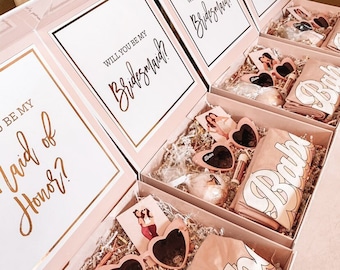 Bridesmaid proposal box empty, bridesmaid box empty, black gift box with magnetic closure, custom gift box, personalized gift box
