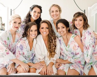 Personalized Floral Robe - Succulent Bridesmaid Robes - Matching Bridal Party Kimono - Bridesmaid Getting Ready Outfit (EB3319P)