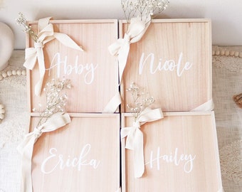 Personalized Wood Box | Bridesmaid Proposal Box | Wood Box with Custom Name | Bridesmaid Keepsake Box | Will You Be My  (EB3459P) EMPTY