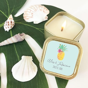 Pineapple Party Favor Candles - Pineapple Bachelorette - Tropical Wedding Favors - Beach Wedding Favors Bridal Shower  (EB3211TPB) - 12| pcs