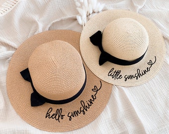 Matching Mommy Daughter Beach Hats Mommy and Me Ideas Summer Beach Hats Hello Sunshine Little Sunshine (EB3479MND) - set of 2 hats