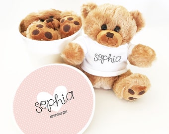 First Birthday Gift 1st Birthday Baby Gift Girl First Keepsake Personalized Teddy Bear Eb3272ct