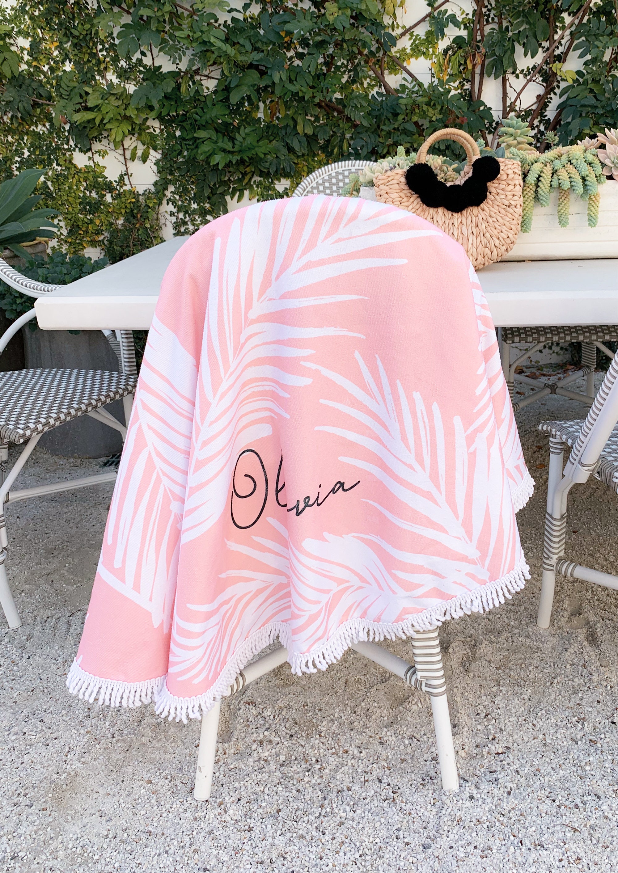 Pink and 2024 white beach towels