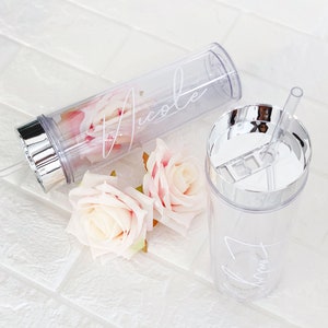 Rose Gold Tumbler with Straw Personalized Bridesmaid Tumblers Set choose ANY qty Personalized Bachelorette Gifts EB3113ANS image 8