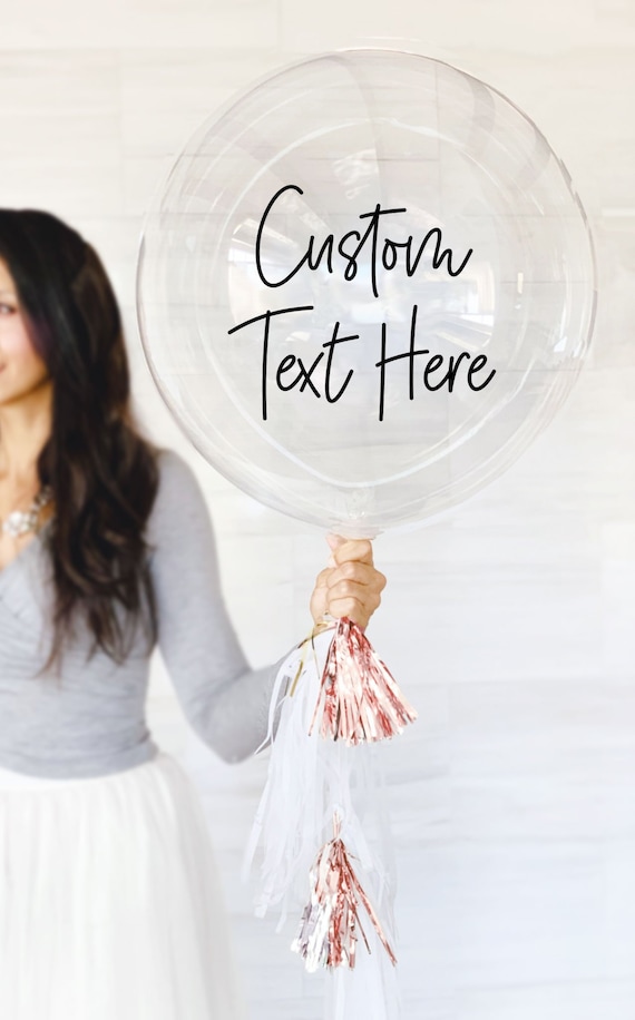 Custom Balloons Custom Balloon Decal Personalized Balloons Clear Round Balloons with Custom Text, Name Party, Weddings & Showers (EB3316P)