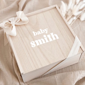 Baby Keepsake Gift Box Baby Shower Gift Box Baby's First Keepsake Box Wood Gift Box for Baby Shower Gift for New Mom (EB3459BBY) EMPTY