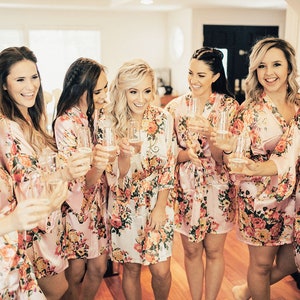 Bridesmaid Robes Set of 6 , 7 , 8, 9 , 10 or set of 4 or 5 YOU CHOOSE QTY EB3152 Bridesmaid Robes Floral image 3