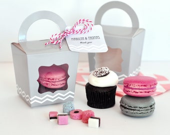 Cupcake Boxes - Individual Cupcake Boxes - Mini Cupcake Boxes Single Cupcake Boxes Cupcake Favor Boxes Pink Cupcake Box (EB2370) set of 12