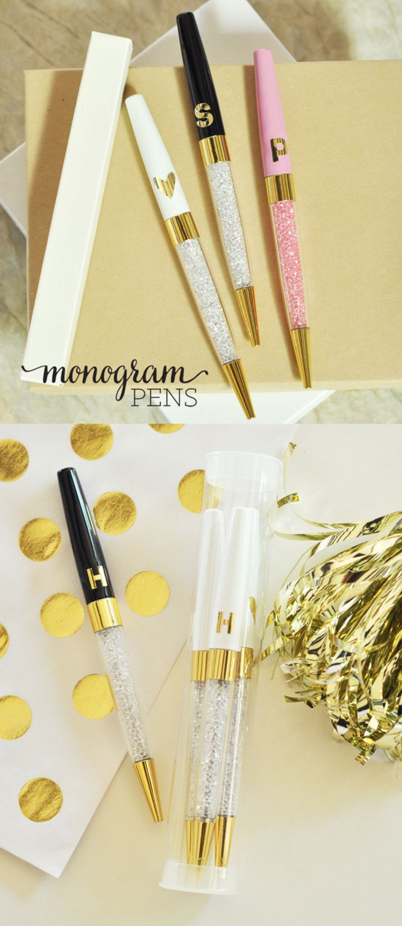 Gold Desk Accessories Pen Personalized Pens Custom Monogram Office Gifts Boss Supplies Eb3138 Set Of 3