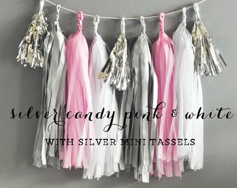 Pink and Grey Baby Shower Tassel Garland Wedding Pink and Gray Nursery Decor Its a Girl DIY Tassel Garland Kit (EB3086) (ETA 3/29)