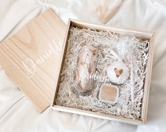 Bridesmaid Proposal Box Custom Wooden Gift Boxes for Bridesmaids Will you be my Bridesmaid Box with Name & Card Option  (EB3459P) EMPTY