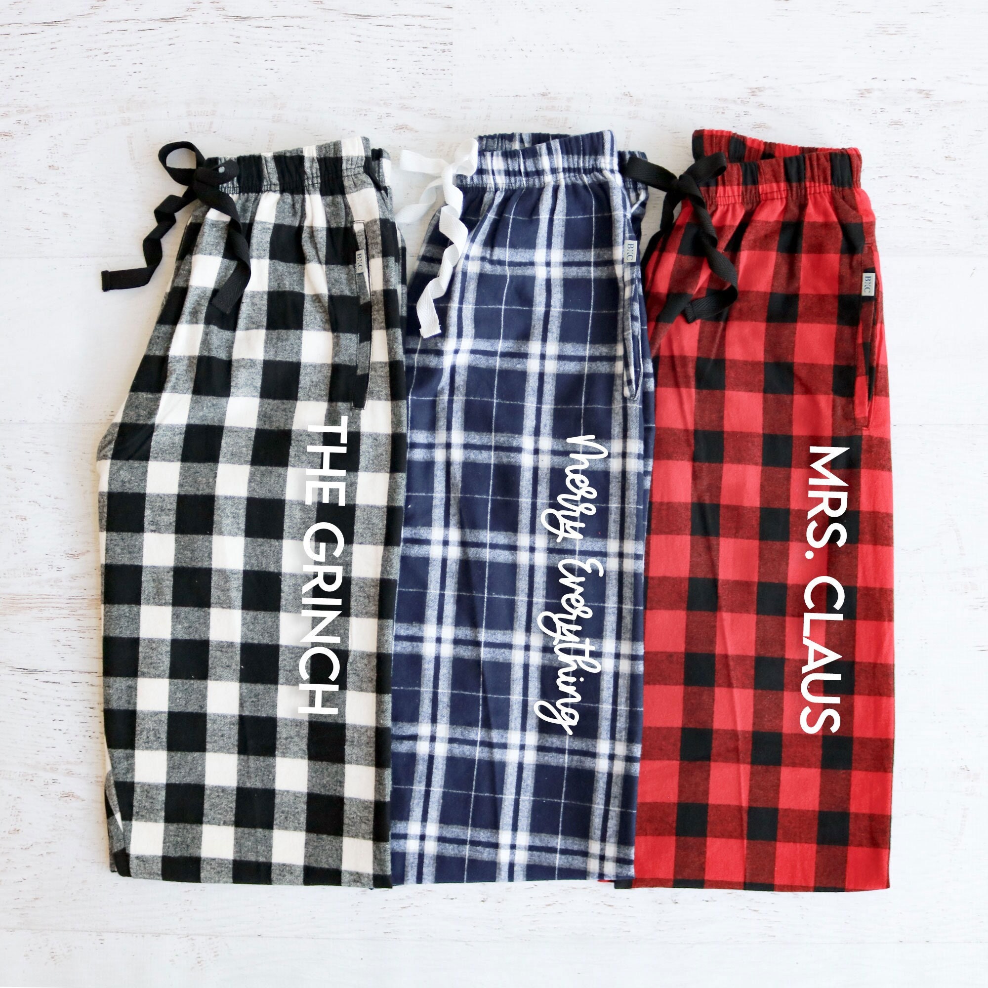 Custom Holiday Pajama Pants - Plaid Flannel Christmas Pajama Pants - Matching Pajamas for Family - Christmas Morning Holiday Pjs (EB3504CT)