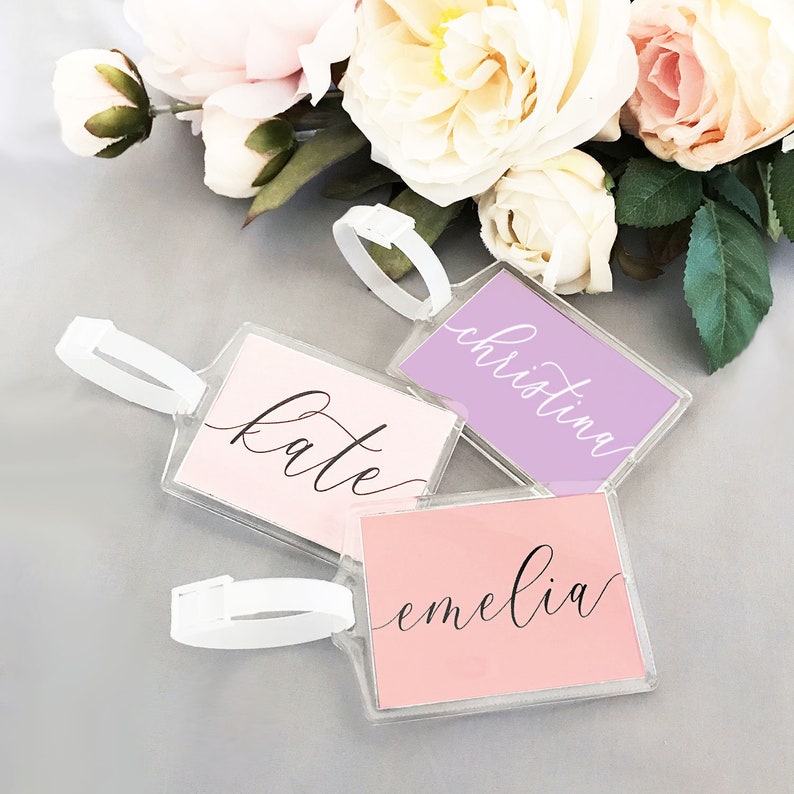Bridesmaid Gift Tags Personalized Luggage Tags Rose Gold Etsy