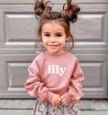Kids Sweatshirt w/ Name Embossed Custom Crewneck Personalized Toddler Youth Sweatshirt Personalized Child Pullover Little Girl (EB3515PFCT)