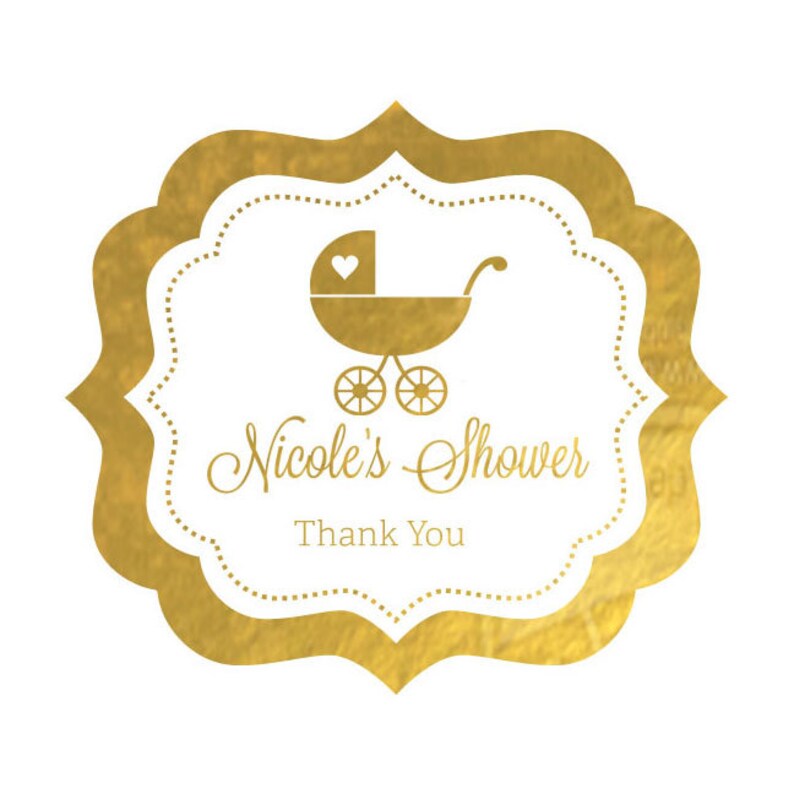 Gold Baby Shower Favor Stickers Bling Baby Shower Birthday Etsy