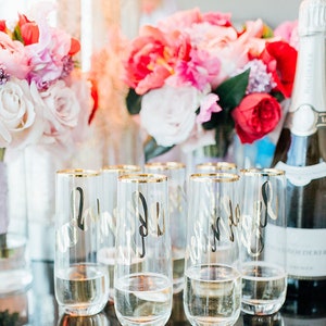 Personalized Bridesmaid Gift Pink Glasses Mint Glasses Gold Rim Glasses Bridesmaid Champagne Flutes Personalized Wine Glasses EB3210 image 2