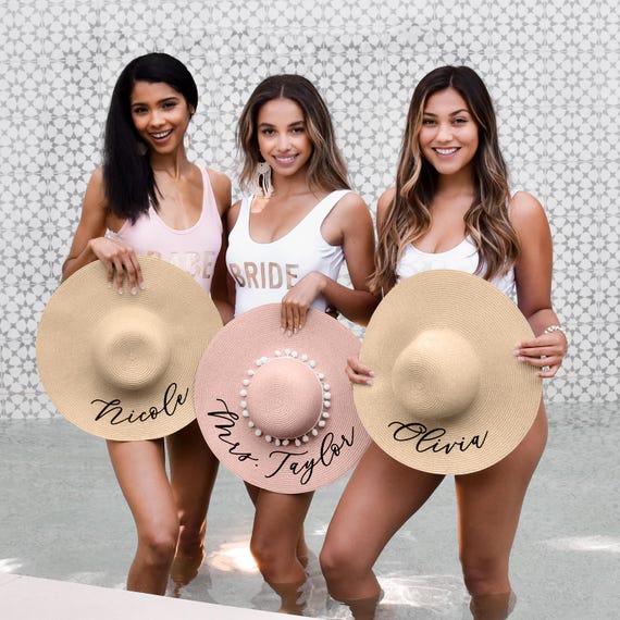 Bridesmaid Beach Gift Bridesmaid Beach Hat Tropical Bachelorette Party  Hats Beach Bridesmaid Gift Tropical Bridesmaid Hat (EB3270P)