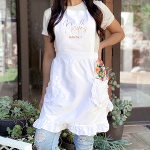 Personalized Apron for Women Aprons Personalized Custom Aprons for Womens Aprons Ruffled with Pockets Hostess Gift Ideas EB3353CT image 7