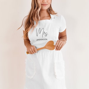 Personalized Apron for Women Aprons Personalized Custom Aprons for Womens Aprons Ruffled with Pockets Hostess Gift Ideas EB3353CT image 3