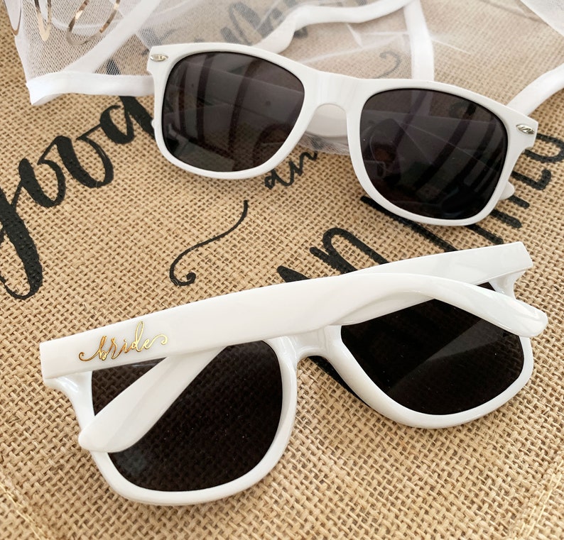 Bride Sunglasses Bachelorette Sunglasses White Bride Sunglasses Bridal Shower Gift for Bride Bachelorette Party Gift EB3217BRD image 2