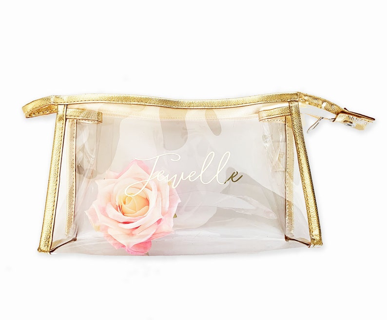 Monogram Makeup Bags Bridesmaid MakeUp Bags Personalized Cosmetic Bag Monogram Bridesmaid Gift Ideas EB3167 Gold Cosmetic Bags image 4