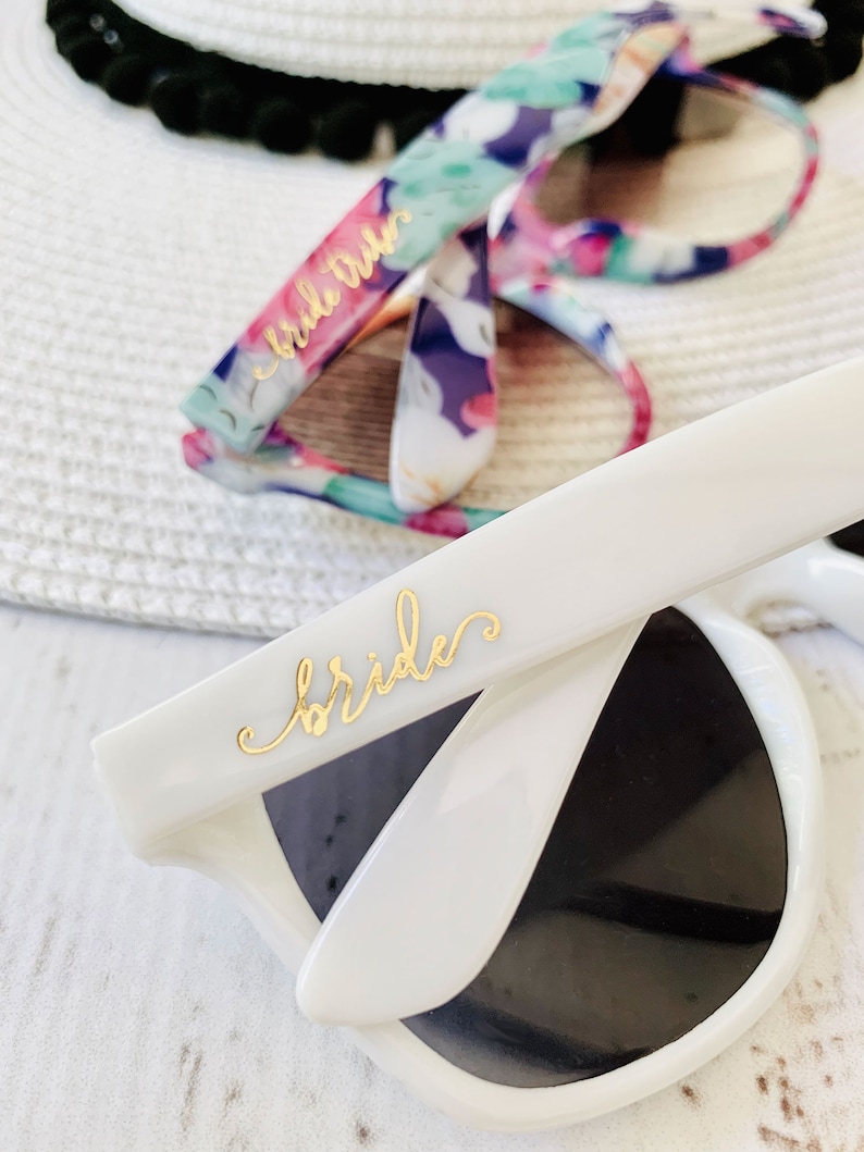 Bride Sunglasses Bachelorette Sunglasses White Bride Sunglasses Bridal Shower Gift for Bride Bachelorette Party Gift EB3217BRD image 8