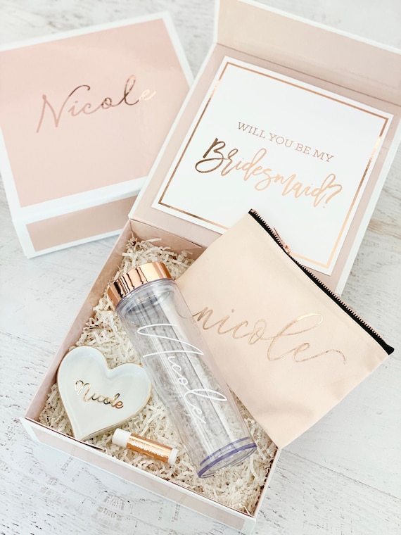 PINK Bridesmaid Proposal Box Pink Gift Box Personalized Pink Bridesmaid Box Pink Gift Ideas (EB3388BPW) Bridesmaid Proposal Box EMPTY Il_570xn