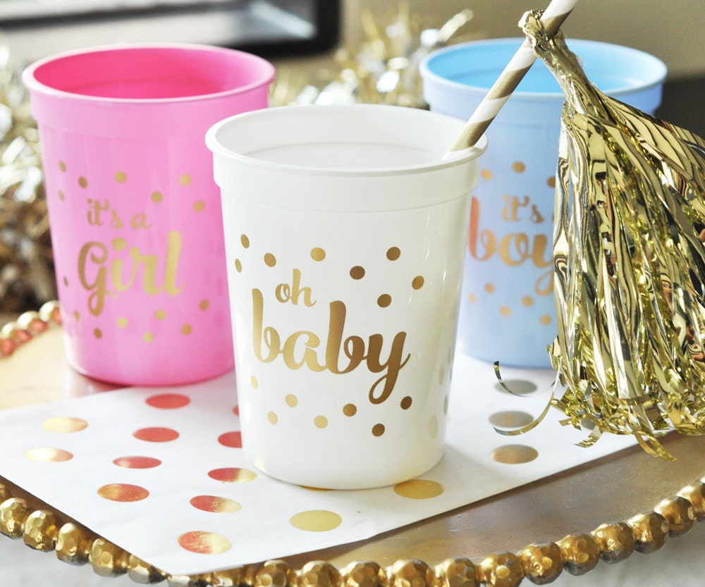 Baby Shower Cups Gender Reveal Cups Baby Shower Etsy