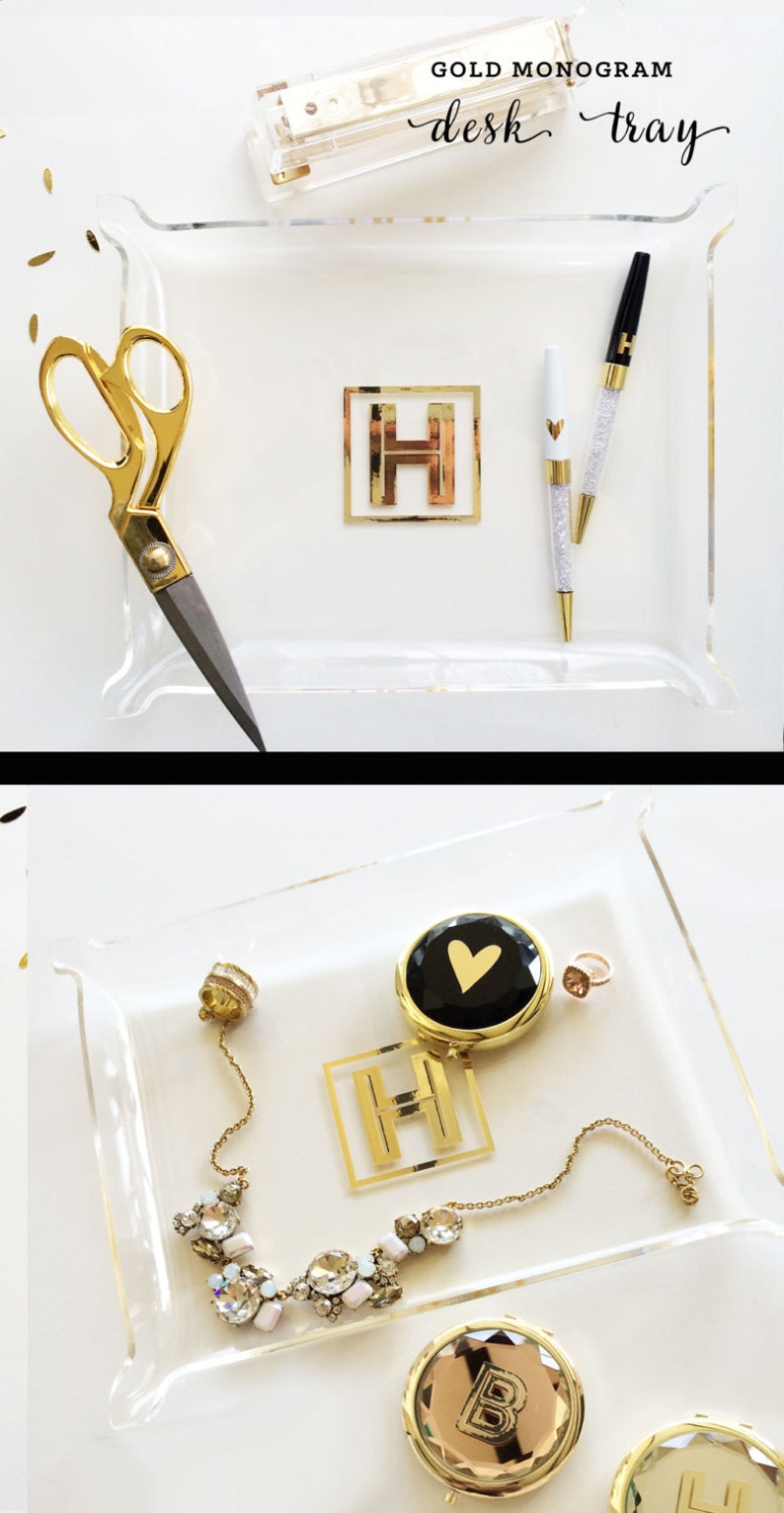Desk Tray Gold Desk Organizer Gold Desk Accessories Gold Etsy
