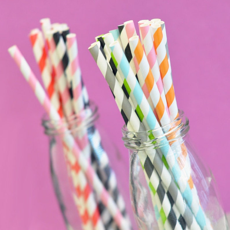 Striped Paper Straws For Mason Jars Drinking Straws Etsy
