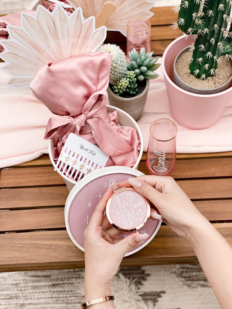 Cactus Mirror Desert Bridesmaid Gifts Scottsdale Bachelorette Party Favors Compact Personalized Gifts for Women Friends Teens EB3166DST image 5