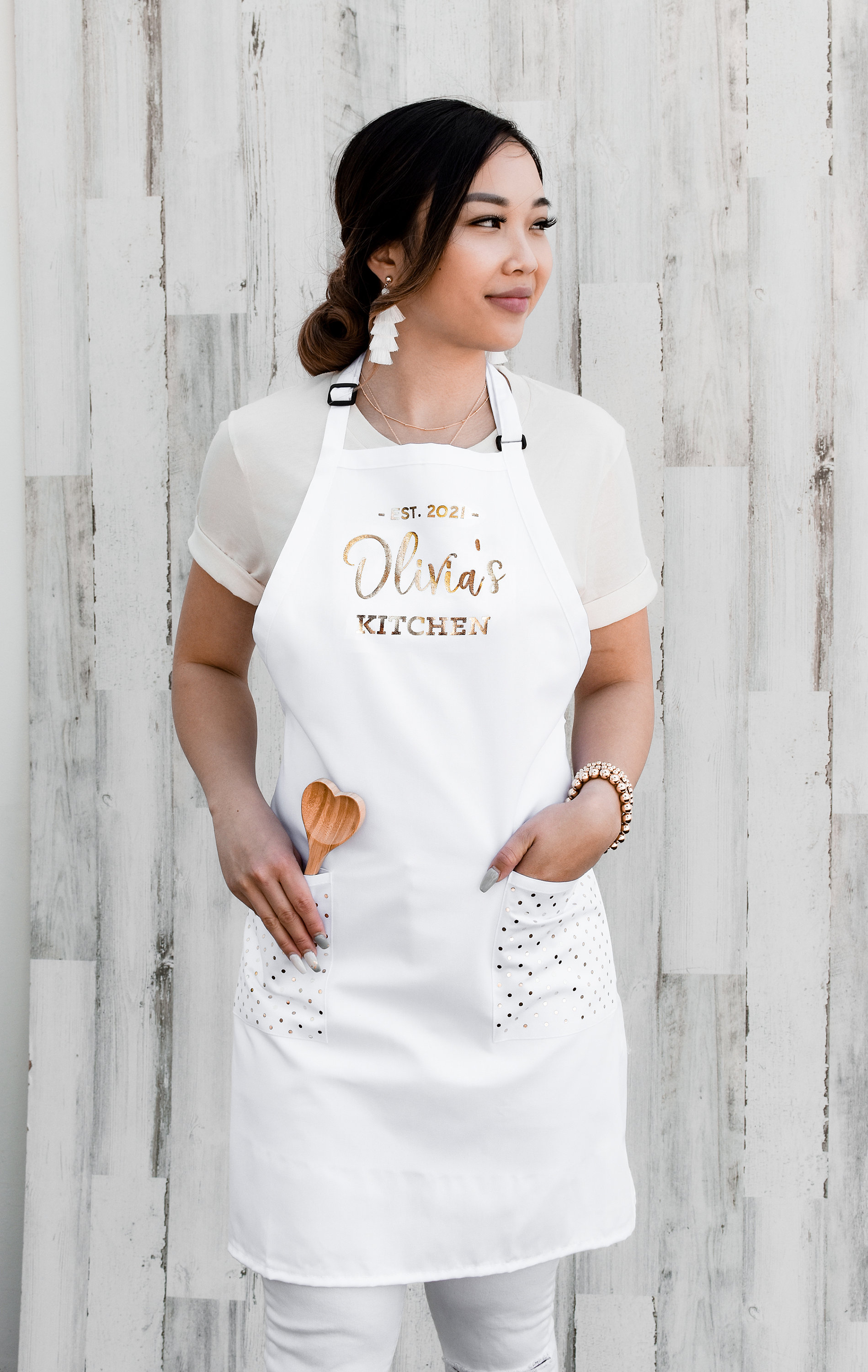 Hail To The Chef Funny Kitchen Aprons, White Cooking Aprons Gift Idea