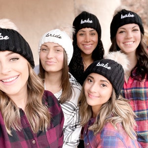 Bride Beanie Hats Babe Beanie Bridesmaid Beanies Winter Bachelorette Beanies for Women EB3357BABE image 4