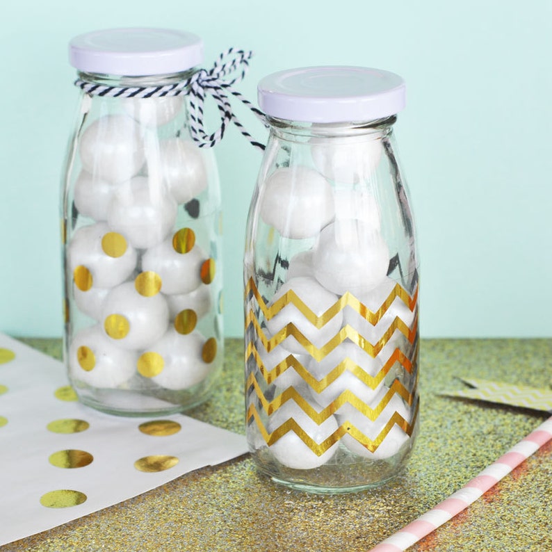 Gold Foil Milk Bottle Labels Chevron Polka Dot Labels for Etsy