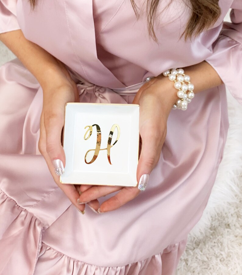 Monogram Jewelry Dish Personalized Ring Dish Monogram Bridesmaid Gift Bridesmaid Jewelry Dish Personalized Gifts for Women EB3180SM image 2